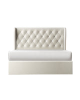 Brittany Lift Up Storage Bed in Ivory Velvet internal frame and slat construction