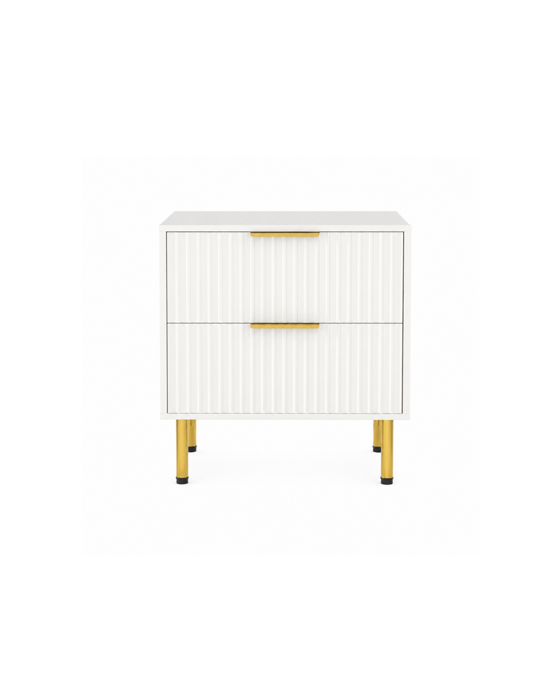 Aykah Cameo Nightstand in Chantilly, front view with one drawer and an open shelf