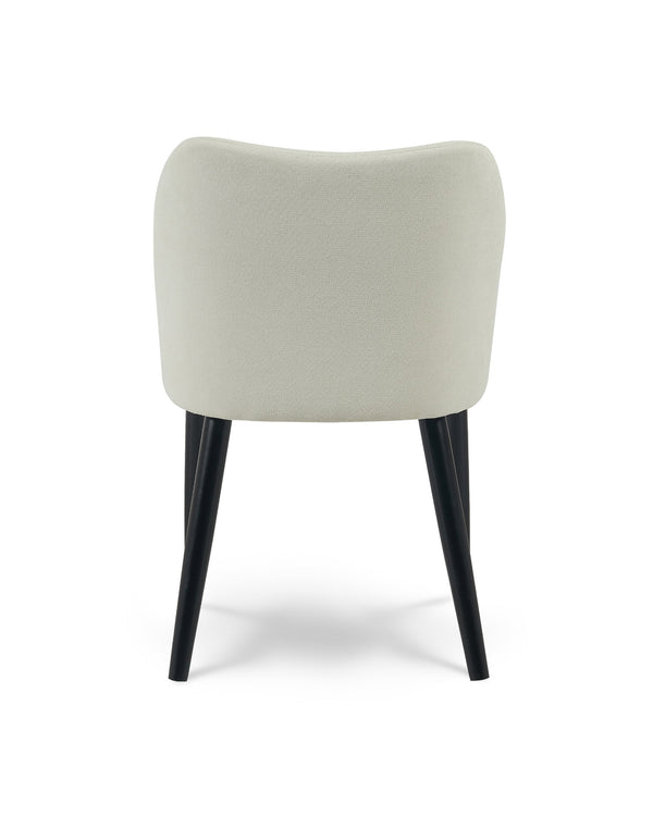 Upholstered Capri Dining Chair in Pistachio Cream, back view showing the finished reverse