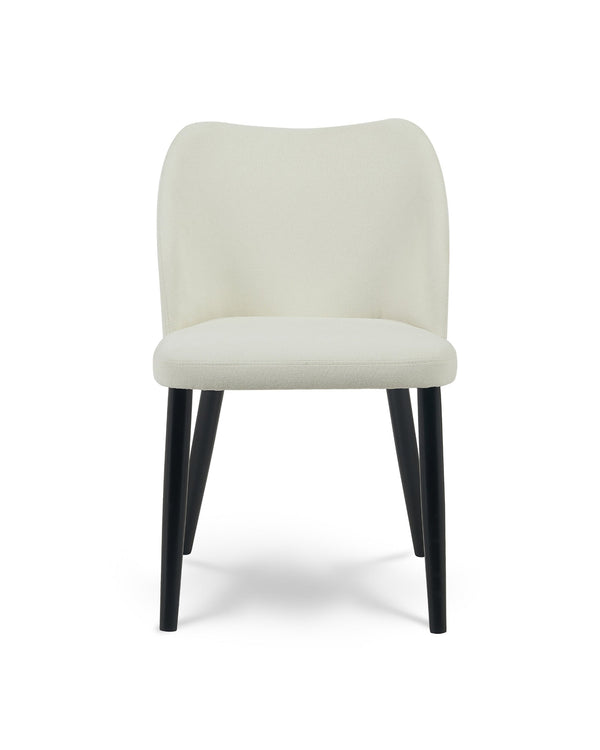 Upholstered Capri Dining Chair in Pistachio Cream, front view with curved backrest
