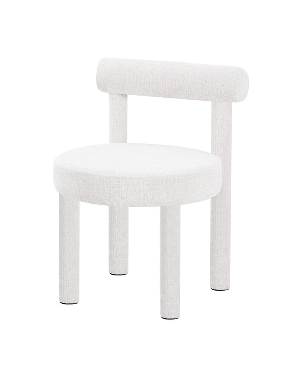 Cloudlet Dining chair in Natural Linen, three-quarter view with plush padded seat