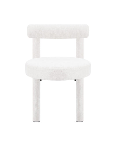 Aykah Cloudlet Dining chair in Natural Linen, front view with plush padded seat