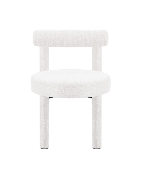 Aykah Cloudlet Dining chair in Natural Linen, front view with plush padded seat