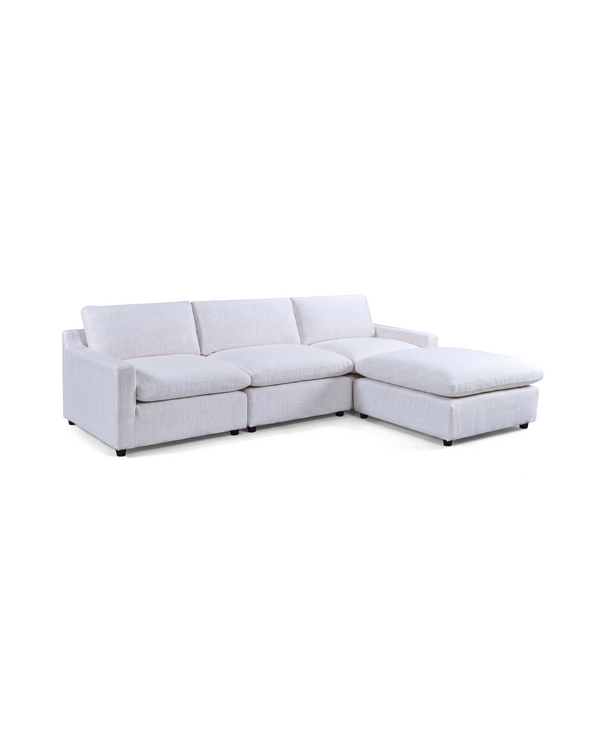 Cocoon Sofa in White, three-quarter view from the left