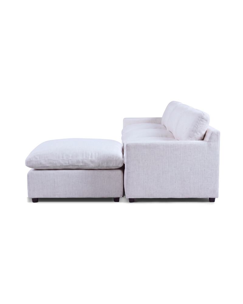 Cocoon Sofa in White, side view from the right