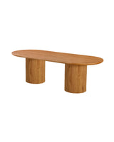 Cydra Dining Table in Caramel Oak, 94 inches, three-quarter view with fluted base