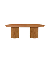 Cydra Dining Table in Caramel Oak, 94 inches, front view with fluted base
