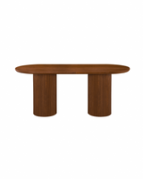 Cydra Dining Table in Walnut, 71 inches, front view with fluted base