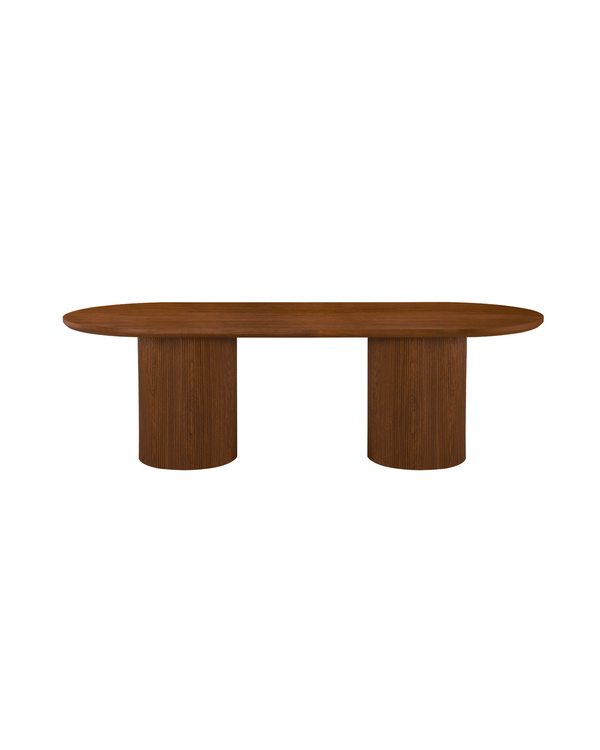 Cydra Dining Table in Walnut, 94 inches, front view with fluted base