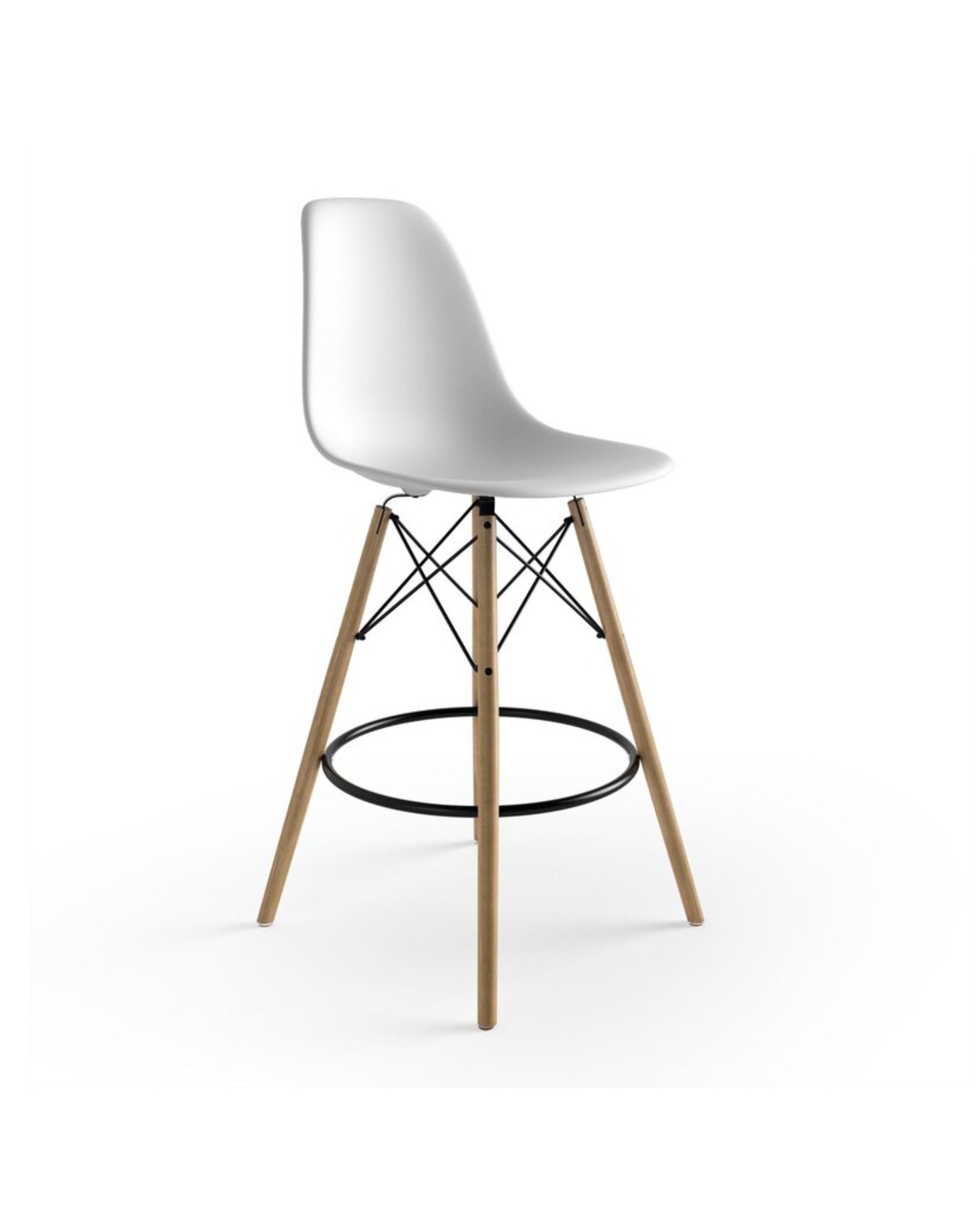 Eiffel White Counter Stool natural angle