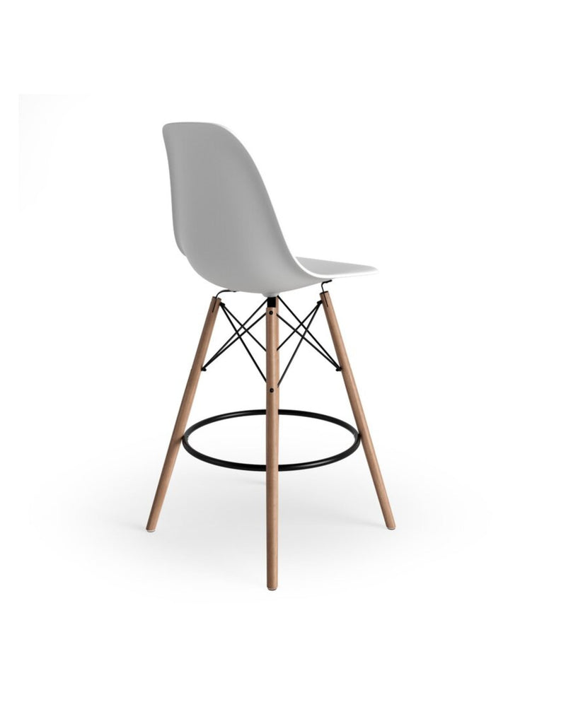 Metal Eiffel White Counter Stool, back view showing the finished reverse