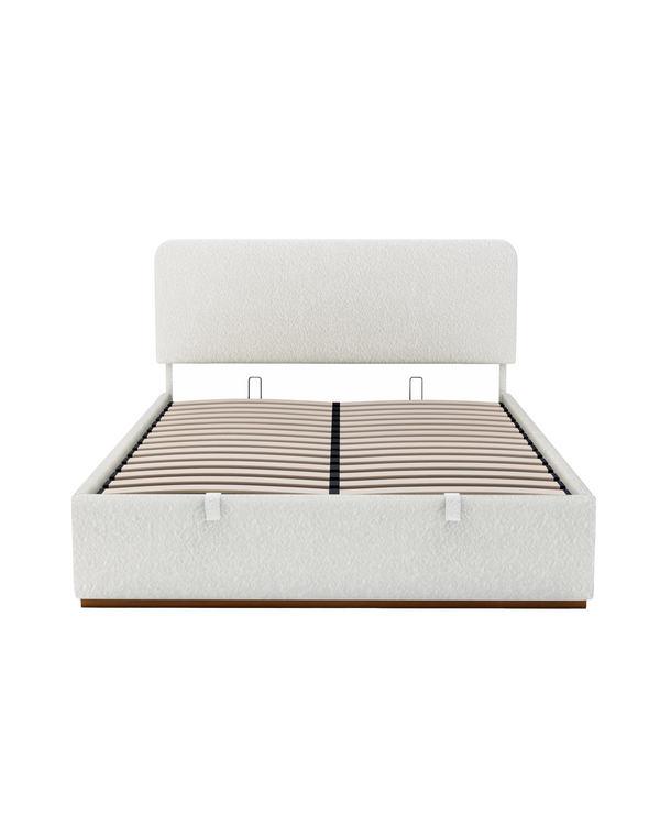 Eira Lift Up Storage Bed cream-marshmallow angle