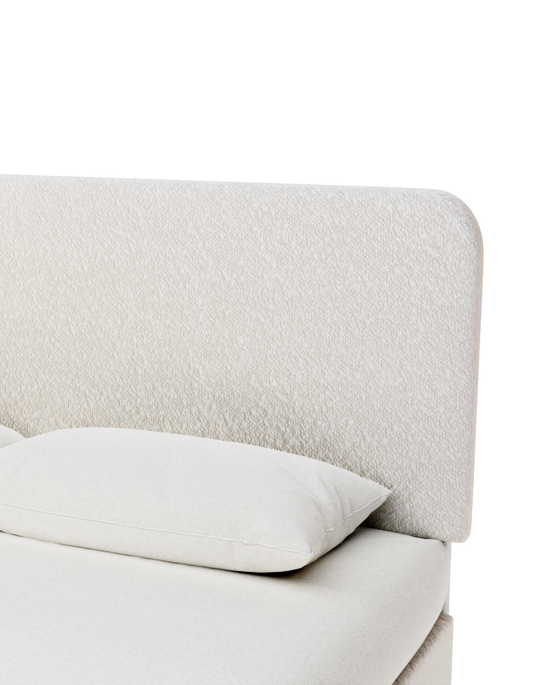 Eira Lift Up Storage Bed cream-marshmallow headboard