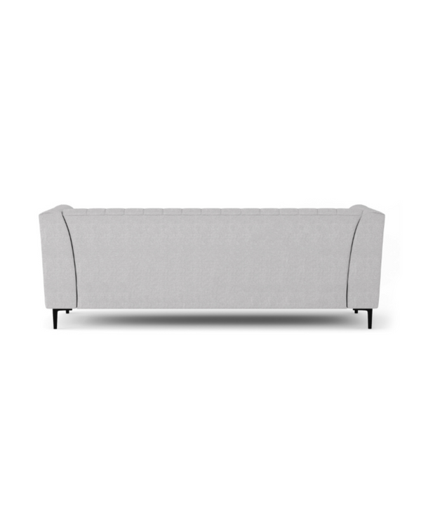 Velvet Enigma 3-Seater Sofa in Oyster, back view showing the finished reverse