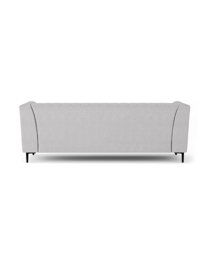 Velvet Enigma 3-Seater Sofa in Oyster, back view showing the finished reverse