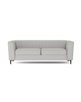 Aykah velvet Enigma 3-Seater Sofa in Oyster, front view with upright, supportive seat