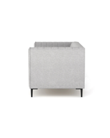 Velvet Enigma 3-Seater Sofa in Oyster, side profile showing the upright, supportive seat