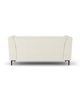Enigma Loveseat in Oat Linen, back view showing the finished reverse