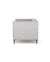 Enigma Loveseat in Oyster, side profile showing the supportive cushions