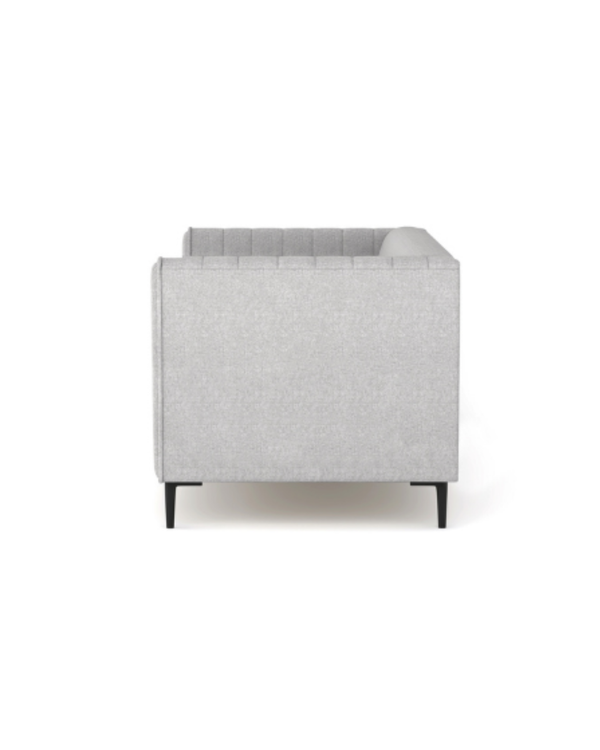 Enigma Loveseat in Oyster, side profile showing the supportive cushions