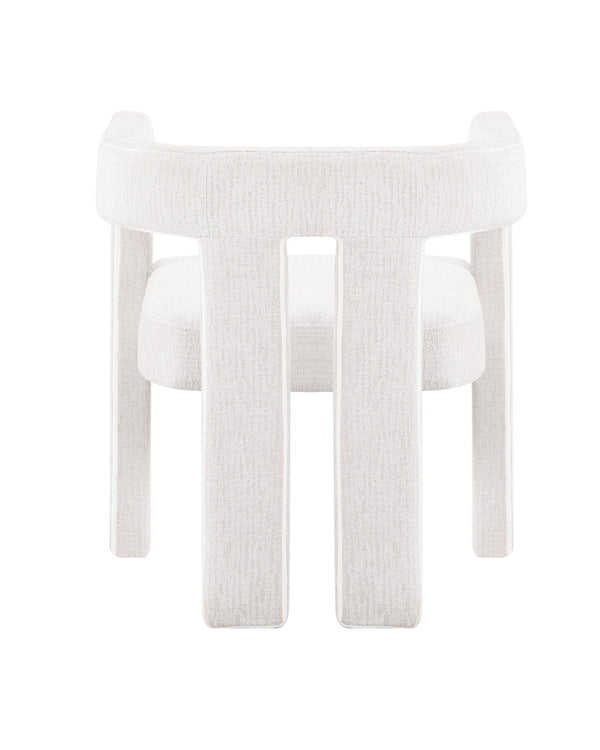 Eris Dining Chair in Natural Linen, back view showing the finished reverse