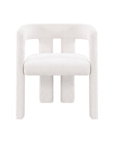 Aykah Eris Dining Chair in Natural Linen, front view with plush cushioned seat