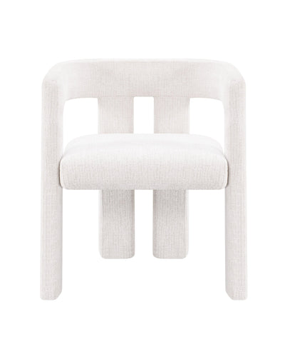 Aykah Eris Dining Chair in Natural Linen, front view with plush cushioned seat