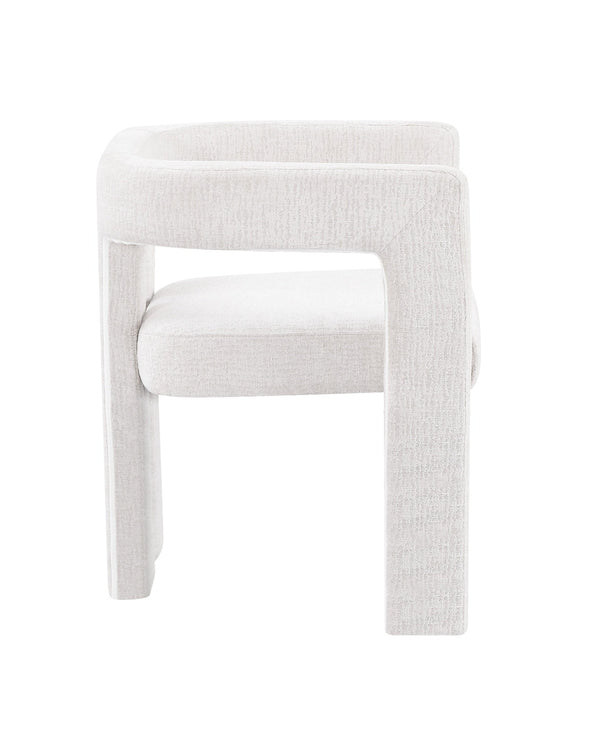 Eris Dining Chair in Natural Linen, side profile showing the plush cushioned seat