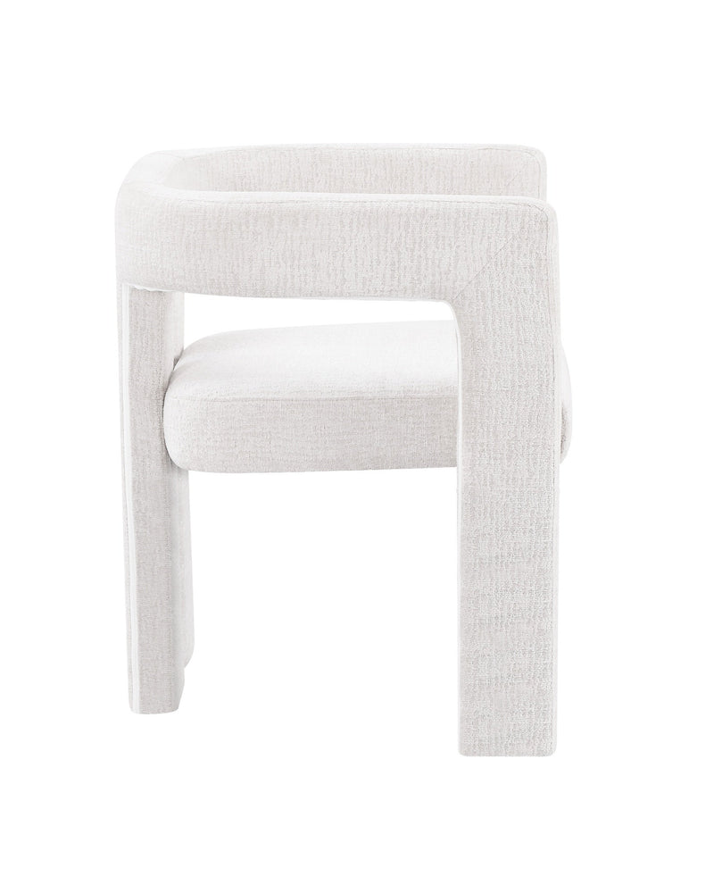 Eris Dining Chair in Natural Linen, side profile showing the plush cushioned seat