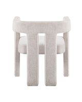 Upholstered Eris Dining Chair in Warm Ecru, back view showing the finished reverse