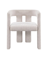 Upholstered Eris Dining Chair in Warm Ecru, front view with plush cushioned seat