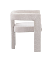 Upholstered Eris Dining Chair in Warm Ecru, side profile showing the plush cushioned seat