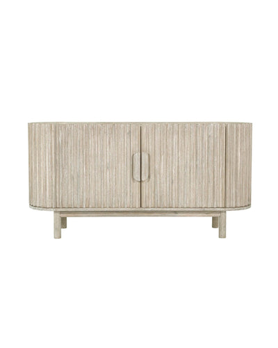 Aykah acacia Gather Sideboard, front view with fluted front panels