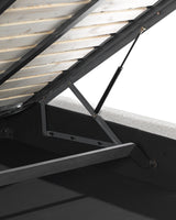Aykah upholstered Halo Bed in Oyster, close-up of the seam and stitching