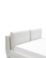 Aykah upholstered Halo Bed in Oyster, close-up of the base and feet
