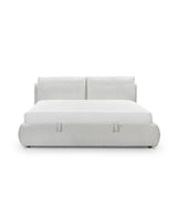 Aykah upholstered Halo Bed in Oyster, front view