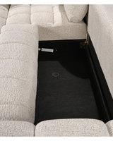 Aykah chenille Harmony Sectional in Ivory Melange, close-up of the base and feet
