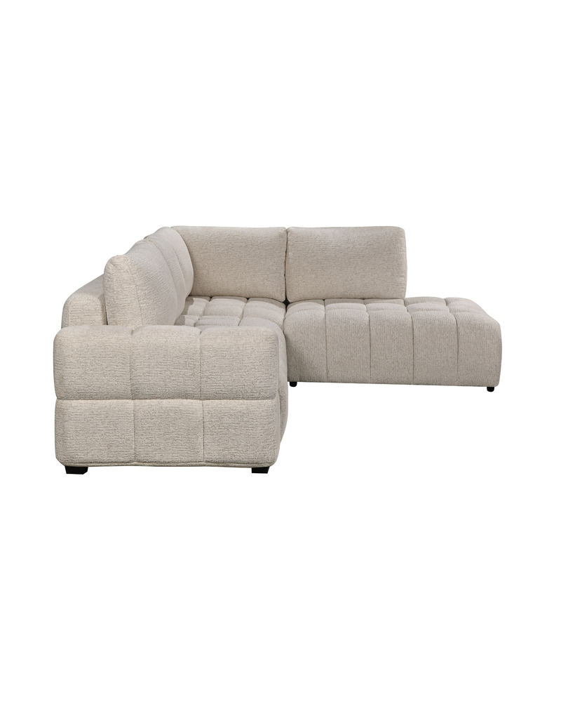 Aykah chenille Harmony Sectional in Ivory Melange, right-facing, side profile showing depth