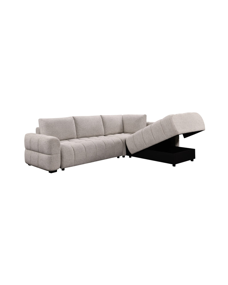 Aykah chenille Harmony Sectional in Oat Tweed, left-facing, three-quarter view from the other side