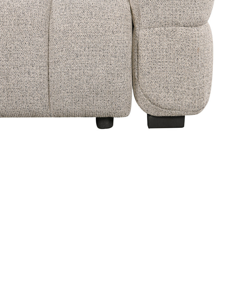 Aykah chenille Harmony Sectional in Oat Tweed, close-up of the seam and stitching