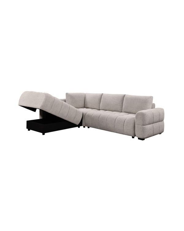 Aykah chenille Harmony Sectional in Oat Tweed, right-facing, three-quarter view from the other side