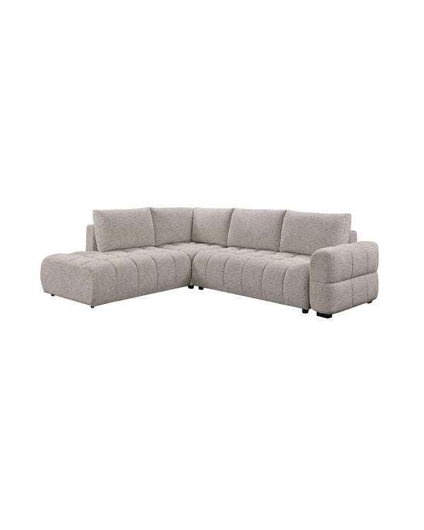 Aykah chenille Harmony Sectional in Oat Tweed, right-facing, three-quarter view