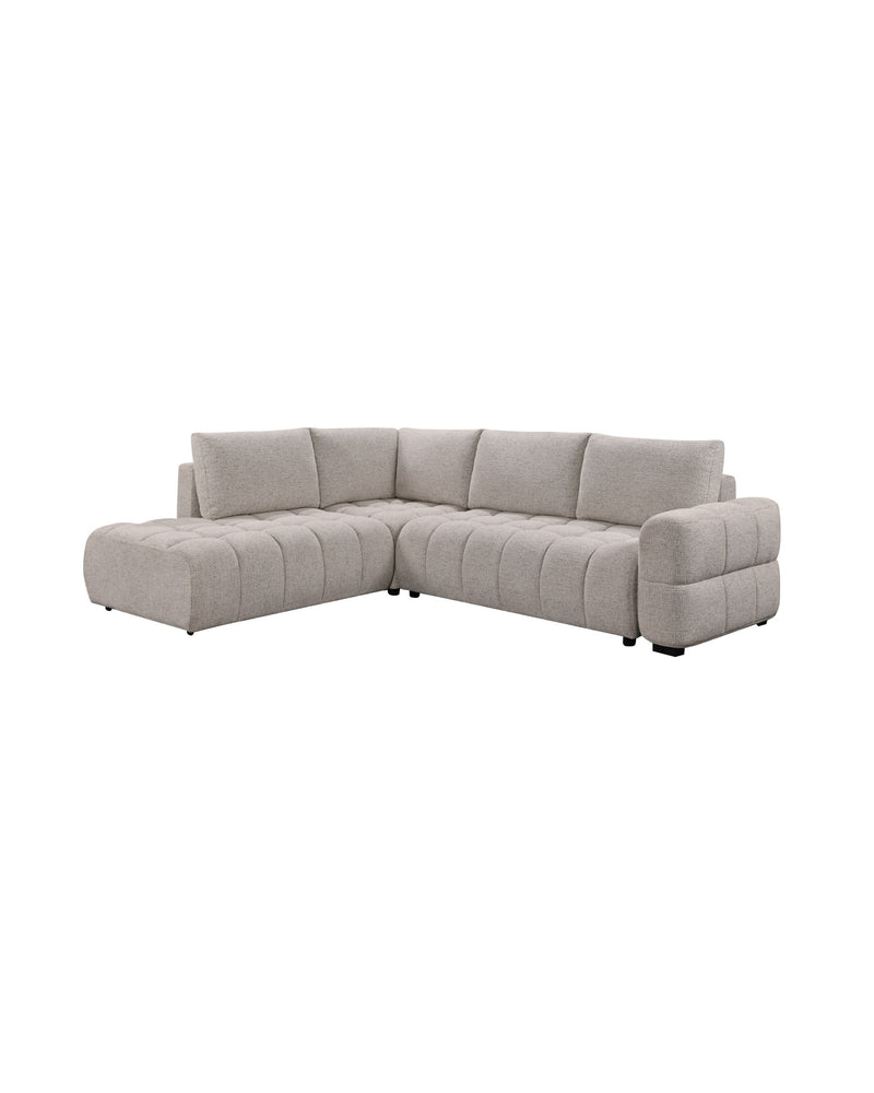Aykah chenille Harmony Sectional in Oat Tweed, right-facing, three-quarter view