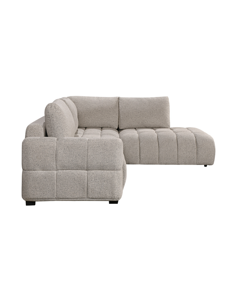 Aykah chenille Harmony Sectional in Oat Tweed, right-facing, side profile showing depth