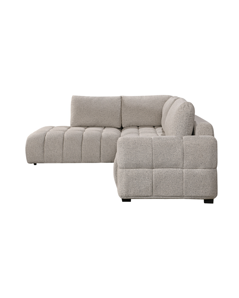Aykah chenille Harmony Sectional in Oat Tweed, left-facing, side profile showing depth