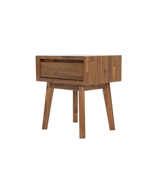 Homestead 1 Drawer Nightstand in Warm Pecan, three-quarter view (view 2)