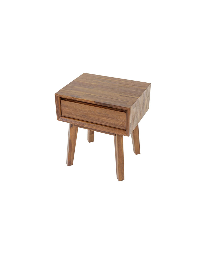 Homestead 1 Drawer Nightstand in Warm Pecan, three-quarter view (view 3)