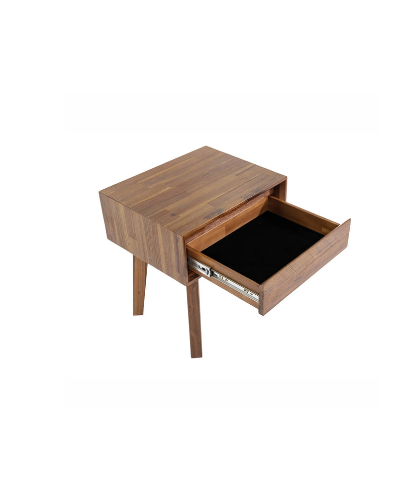 Homestead 1 Drawer Nightstand in Warm Pecan, three-quarter view (view 5)