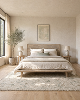 Homestead Bed in Light Driftwood, styled in a bedroom