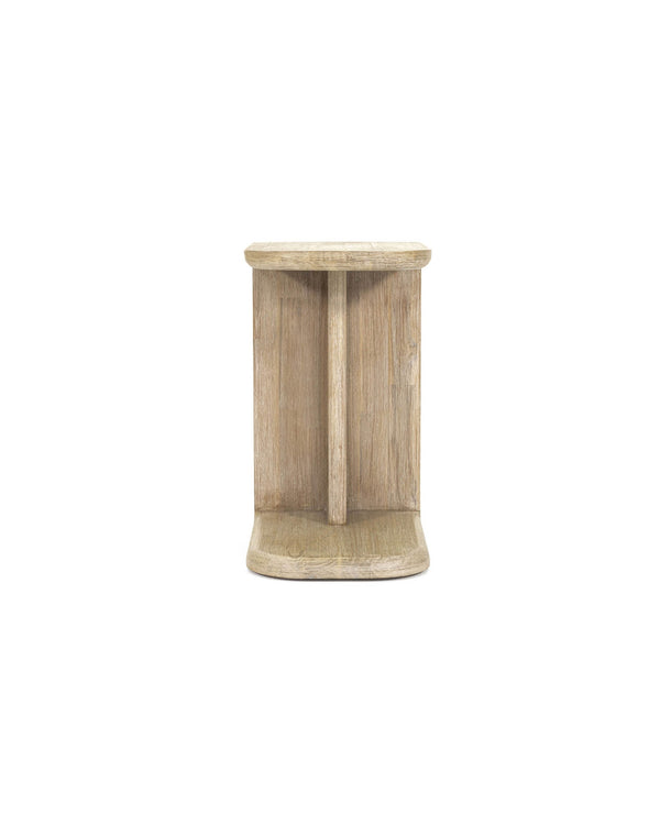 Homestead C-Shaped Side Table in Light Driftwood, front view